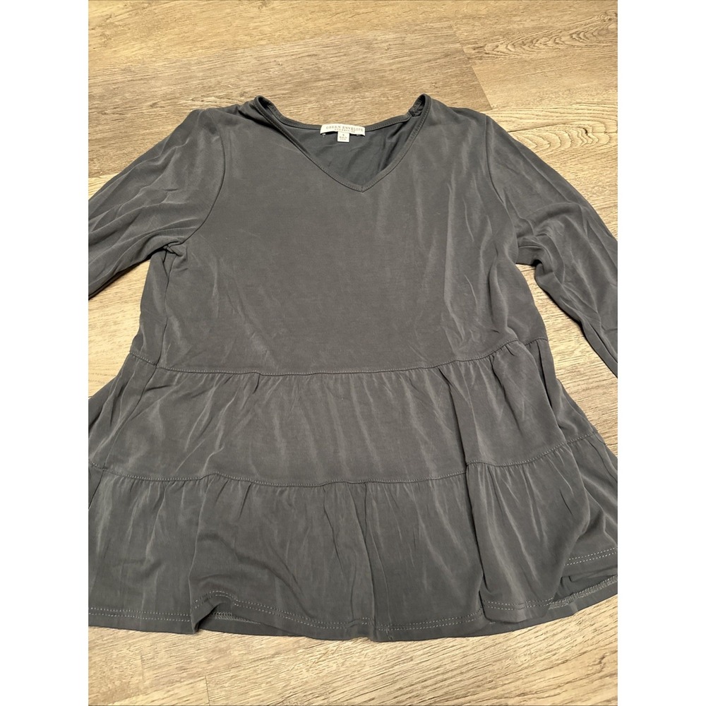 green envelope Los Angles top small Ruffle Long Sleeve Green Gray